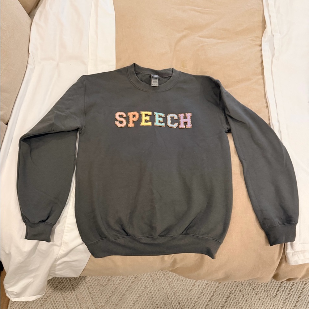 Gildan Dark Gray Crewneck with SPEECH Lettering